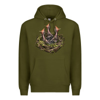 Army Green Bird Nest With Baby Birds Premium Hoodie - LillyAllenDesigns