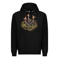 Black Bird Nest With Baby Birds Premium Hoodie - LillyAllenDesigns