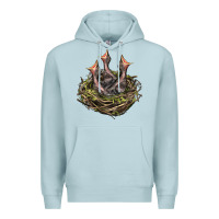 Blue Mist Bird Nest With Baby Birds Premium Hoodie - LillyAllenDesigns