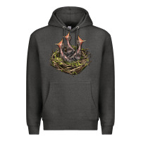 Charcoal Heather Bird Nest With Baby Birds Premium Hoodie - LillyAllenDesigns