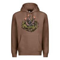 Chestnut Bird Nest With Baby Birds Premium Hoodie - LillyAllenDesigns