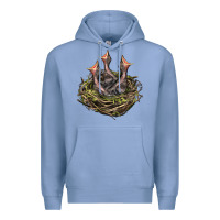 Colony Blue Bird Nest With Baby Birds Premium Hoodie - LillyAllenDesigns