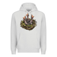 Dove Grey Bird Nest With Baby Birds Premium Hoodie - LillyAllenDesigns