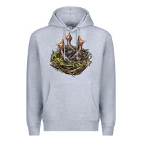 Heather Grey Bird Nest With Baby Birds Premium Hoodie - LillyAllenDesigns