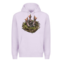 Lilac Bird Nest With Baby Birds Premium Hoodie - LillyAllenDesigns