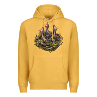 Mustard Bird Nest With Baby Birds Premium Hoodie - LillyAllenDesigns