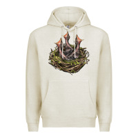 Oatmeal Heather Bird Nest With Baby Birds Premium Hoodie - LillyAllenDesigns