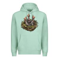 Seafoam Bird Nest With Baby Birds Premium Hoodie - LillyAllenDesigns