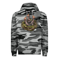 Slate Camo Bird Nest With Baby Birds Premium Hoodie - LillyAllenDesigns