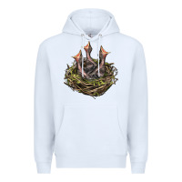 White Bird Nest With Baby Birds Premium Hoodie - LillyAllenDesigns