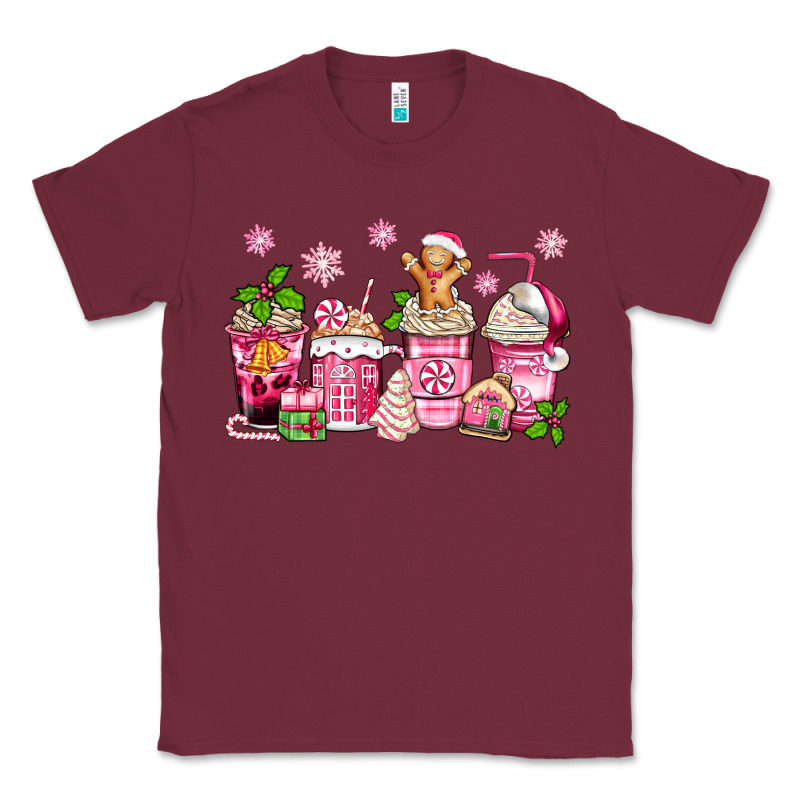 Pink Christmas Coffee Cups Classic Tee by Zillion Design Studio | Teevron