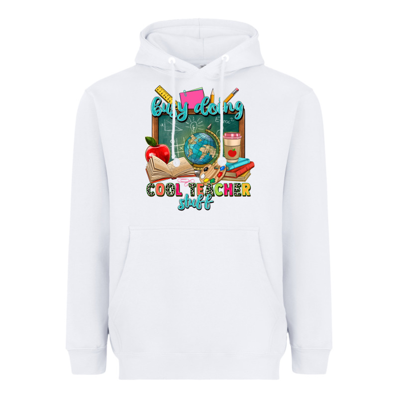 Busy Doing Cool Teacher Stuff Heavyweight Hoodie by Zillion Design Studio | Teevron