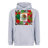 Heather Grey mexican flag Heavyweight Hoodie - CTS Tumbler Store