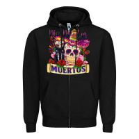 Black dia de los muertos Zipper Hoodie - Zillion Design Studio