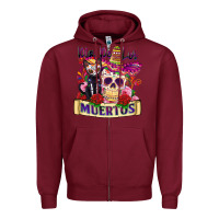 Burgundy dia de los muertos Zipper Hoodie - Zillion Design Studio