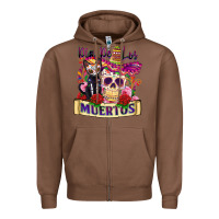 Chestnut dia de los muertos Zipper Hoodie - Zillion Design Studio