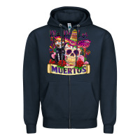 Navy dia de los muertos Zipper Hoodie - Zillion Design Studio