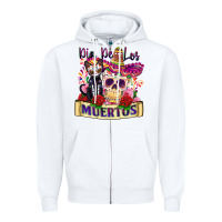 White dia de los muertos Zipper Hoodie - Zillion Design Studio