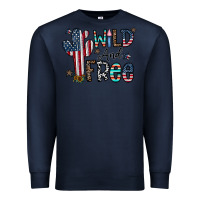 Navy wild and free Premium Sweatshirt - CowhideDigitalArt