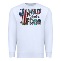 White wild and free Premium Sweatshirt - CowhideDigitalArt
