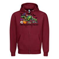 Burgundy T-Rex Trick Rawr Treat Zipper Hoodie - RanaPortraitStore