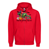 Red T-Rex Trick Rawr Treat Zipper Hoodie - RanaPortraitStore