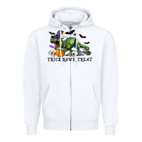 White T-Rex Trick Rawr Treat Zipper Hoodie - RanaPortraitStore