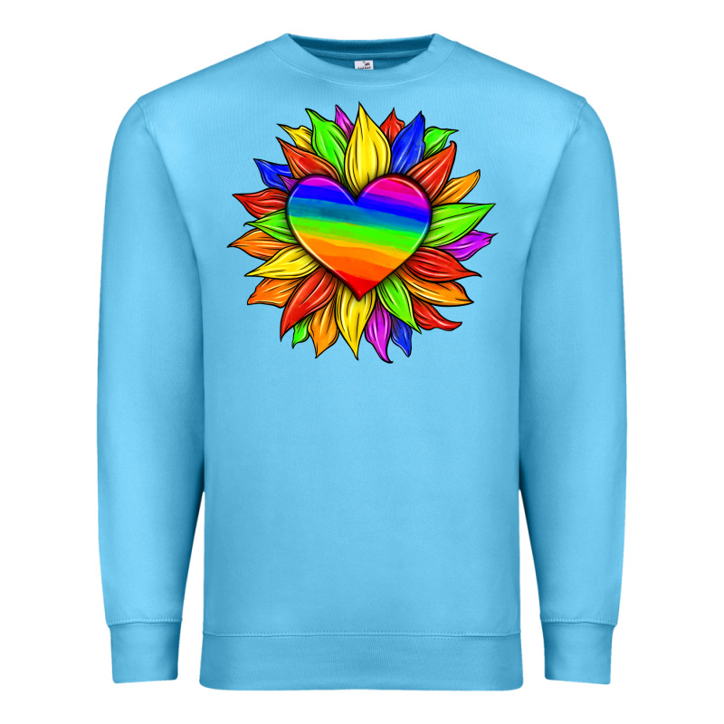 Lgbtq Color Heart And Sunflower Premium Sweatshirt by HRA Design Shop | Teevron