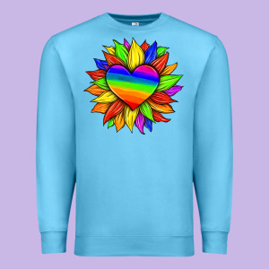 Lgbtq Color Heart And Sunflower Premium Sweatshirt Designed By Hra Design Shop