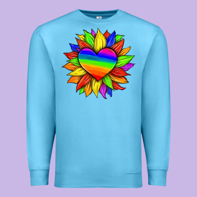 Lgbtq Color Heart And Sunflower Premium Sweatshirt Designed By Hra Design Shop