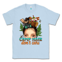 Dusty Blue messy bun camp hair dont care Classic Tee - texasbilliewilder