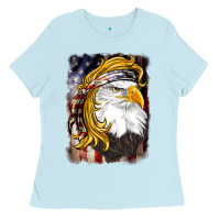 Baby Blue american mullet   eagle Ladies Tee - BarkalooDesign