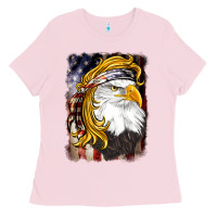 Bubblegum Pink american mullet   eagle Ladies Tee - BarkalooDesign
