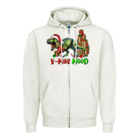 Oatmeal Heather t rex x mas mood Zipper Hoodie - RanaPortraitStore