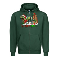Sports Green t rex x mas mood Zipper Hoodie - RanaPortraitStore