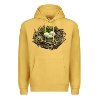Antique Gold Bird Nest With Eggs Premium Hoodie - LillyAllenDesigns
