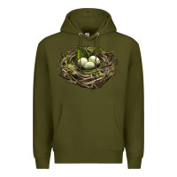 Army Green Bird Nest With Eggs Premium Hoodie - LillyAllenDesigns