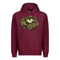 Burgundy Bird Nest With Eggs Premium Hoodie - LillyAllenDesigns