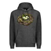 Charcoal Heather Bird Nest With Eggs Premium Hoodie - LillyAllenDesigns