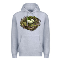 Heather Grey Bird Nest With Eggs Premium Hoodie - LillyAllenDesigns