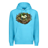 Ocean Blue Bird Nest With Eggs Premium Hoodie - LillyAllenDesigns
