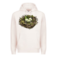 Pale Pink Bird Nest With Eggs Premium Hoodie - LillyAllenDesigns