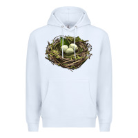 White Bird Nest With Eggs Premium Hoodie - LillyAllenDesigns