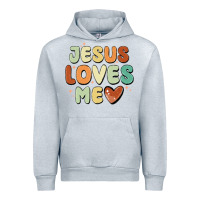 Heather Grey jesus loves me Urban Hoodie - MaliasSmallBusiness
