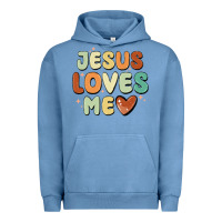 Pigment Pebble Blue jesus loves me Urban Hoodie - MaliasSmallBusiness