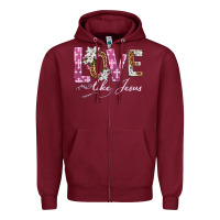 Burgundy love like jesus Zipper Hoodie - texasbilliewilder