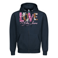 Navy love like jesus Zipper Hoodie - texasbilliewilder