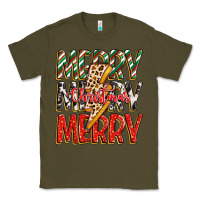 Army Green merry christmas lightning bolt Classic Tee - Zillion Design Studio
