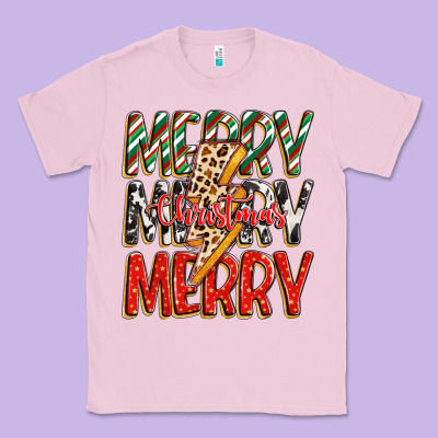 Merry Christmas Lightning Bolt Classic Tee Designed By Zillion Design Studio