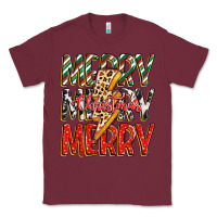 Burgundy merry christmas lightning bolt Classic Tee - Zillion Design Studio